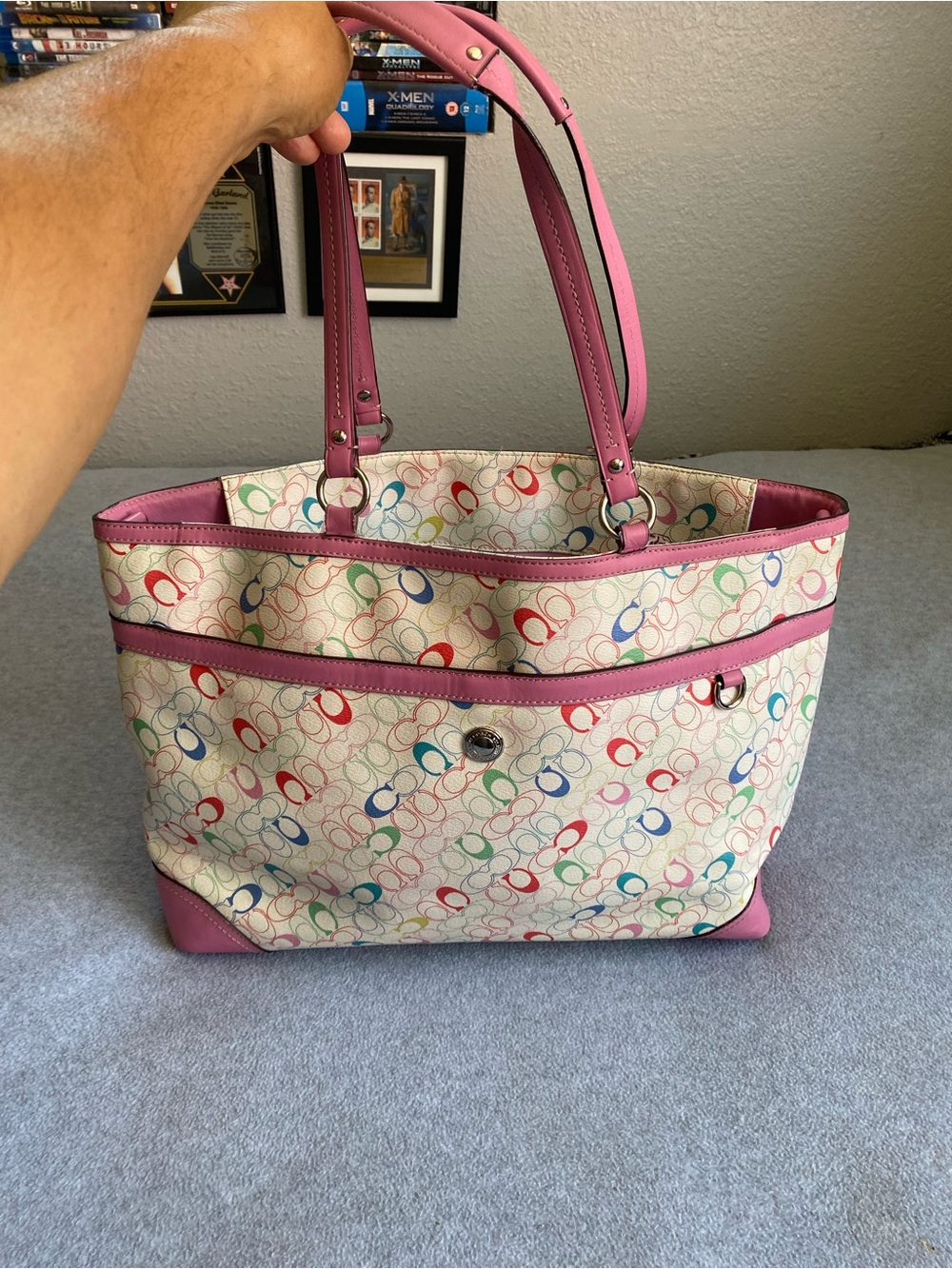 Coach Heritage Chelsea Handbag Y2K Pink Multicolor Signature 1687 Tote Purse